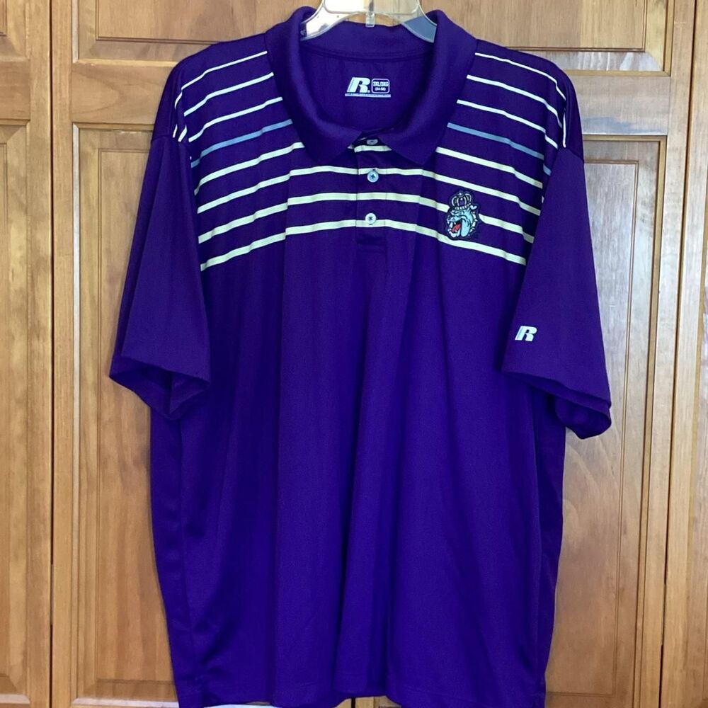 Russell Athletic JMU Dukes Polo Shirt Mens Size 3XL Purple